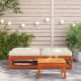 Reposapiés jardín cojines 2 uds madera maciza pino marrón cera