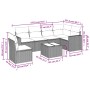 Set de comedor de jardín 7 pzas y cojines ratán sintético negro