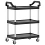 Carrito de 3 niveles aluminio negro 81x41x92 cm