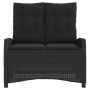 Sillón reclinable de jardín con cojines ratán sintético negro