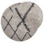Alfombra de pelo largo moderna PAMPLONA beige antracita Ø120 cm