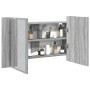 Armario espejo de baño con luz LED acrílico gris 80x12x45 cm
