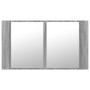 Armario espejo de baño con luz LED acrílico gris 80x12x45 cm