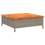 Mesa de jardín ratán y madera de acacia gris 70x70x25 cm