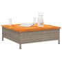 Mesa de jardín ratán y madera de acacia gris 70x70x25 cm
