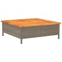 Mesa de jardín ratán y madera de acacia gris 70x70x25 cm