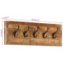 Perchero de pared con 5 ganchos madera maciza de mango