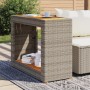 Mesa auxiliar jardín tapa madera ratán PE gris 100x40x75 cm