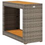 Mesa auxiliar jardín tapa madera ratán PE gris 100x40x75 cm