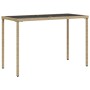 Mesa de jardín superficie de vidrio ratán PE beige 115x54x74 cm