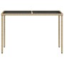 Mesa de jardín superficie de vidrio ratán PE beige 115x54x74 cm