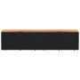Caja de almacenaje jardín madera acacia ratán negro 220x50x54cm
