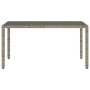 Mesa de jardín superficie de vidrio ratán PE gris 150x90x75 cm