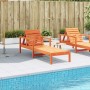 Tumbona de madera maciza de pino marrón cera 199,5x62x55 cm