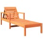 Tumbona de madera maciza de pino marrón cera 199,5x62x55 cm