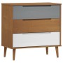 Mesita de noche MOLDE madera maciza de pino marrón 80x40x80 cm