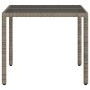 Mesa de jardín superficie de vidrio ratán PE gris 90x90x75 cm