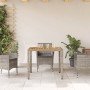 Mesa de jardín superficie madera acacia ratán gris 90x90x75 cm