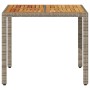 Mesa de jardín superficie madera acacia ratán gris 90x90x75 cm