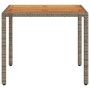 Mesa de jardín superficie madera acacia ratán gris 90x90x75 cm