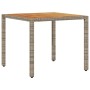Mesa de jardín superficie madera acacia ratán gris 90x90x75 cm