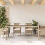 Mesa de jardín superficie de vidrio ratán PE beige 190x90x75 cm