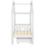 Estructura de cama niños y cajón madera maciza blanca 70x140 cm