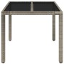 Mesa de jardín superficie de vidrio ratán PE gris 90x90x75 cm