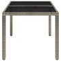 Mesa de jardín superficie de vidrio ratán PE gris 90x90x75 cm