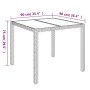 Mesa de jardín superficie de vidrio ratán PE gris 90x90x75 cm