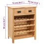 Mueble botellero de madera maciza de roble 72x32x90 cm