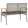 Banco de jardín con cojín ratán sintético gris y madera acacia