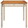 Mesa de jardín ratán sintético madera acacia beige 80x80x75 cm