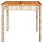 Mesa de jardín ratán sintético madera acacia beige 80x80x75 cm