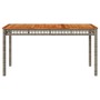 Mesa de jardín ratán sintético madera acacia gris 140x80x75 cm