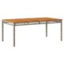 Mesa de jardín ratán sintético madera acacia gris 180x90x75 cm