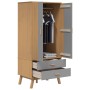 Armario OLDEN madera maciza pino gris y marrón 76,5x53x172 cm