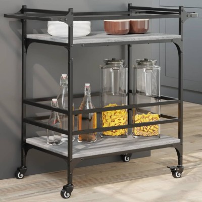 Carrito de cocina madera ingeniería gris Sonoma 82x40x78,5 cm