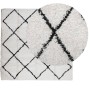 Alfombra de pelo largo moderna PAMPLONA crema y negro 120x120cm
