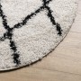 Alfombra de pelo largo moderna PAMPLONA crema y negro Ø 160 cm