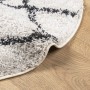 Alfombra de pelo largo moderna PAMPLONA crema y negro Ø 160 cm
