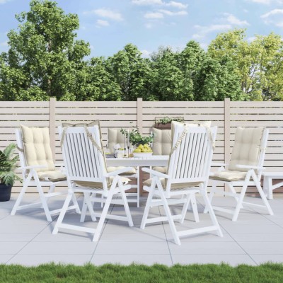 Cojines de silla respaldo alto 6 uds tela Oxford color crema