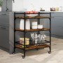 Carrito de cocina madera ingeniería roble ahumado 65x40x86,5 cm