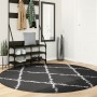 Alfombra de pelo largo moderna PAMPLONA negro y crema Ø 200 cm