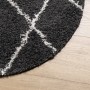 Alfombra de pelo largo moderna PAMPLONA negro y crema Ø 200 cm