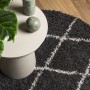 Alfombra de pelo largo moderna PAMPLONA negro y crema Ø 200 cm