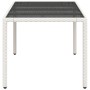 Mesa de jardín superficie de vidrio ratán PE blanco 190x90x75cm