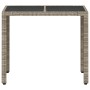 Mesa de jardín superficie vidrio ratán PE gris claro 90x90x75cm