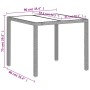 Mesa de jardín superficie vidrio ratán PE gris claro 90x90x75cm