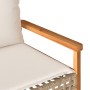 Banco de jardín con cojín beige mezcla ratán sintético acacia